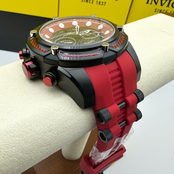 BRAND NEW Invicta Bolt Zeus Men 52mm Red/Black Chronograph Watch Red Poly Strap - Picture 4 of 7